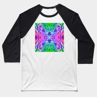 Mirrored Abstract in Blue Green Pink Orange Baseball T-Shirt